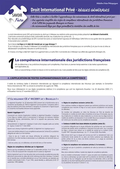 Droit international privé : règles générales