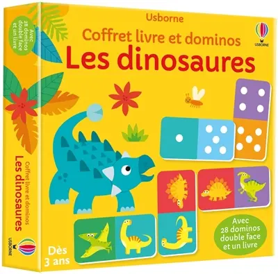 Les dinosaures : Coffret livre et dominos