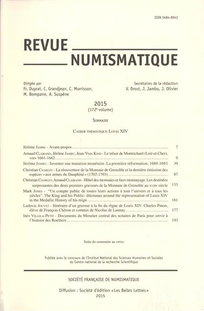 Revue numismatique, n° 172. Louis XIV