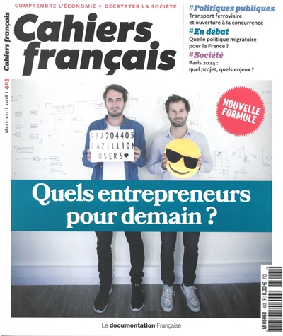 Cahiers français, n° 403. Quels entrepreneurs pour demain ?