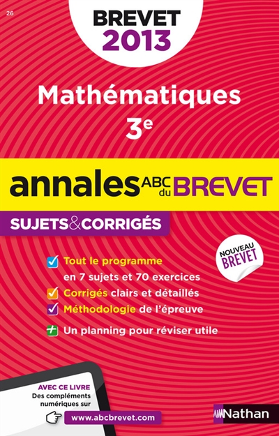 Mathématiques, 3e : brevet 2013