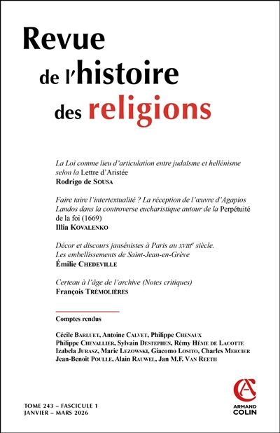 Revue de l'histoire des...