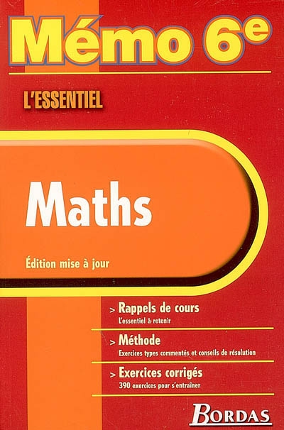 Maths : rappels de cours, méthode, exercices corrigés