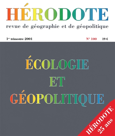 hérodote, n° 100. ecologie et géopolitique en france