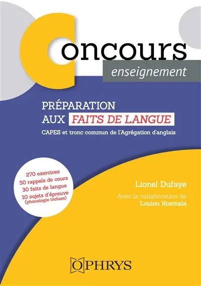 Préparation aux faits de langue : Capes et tronc commun de l'agrégation d'anglais