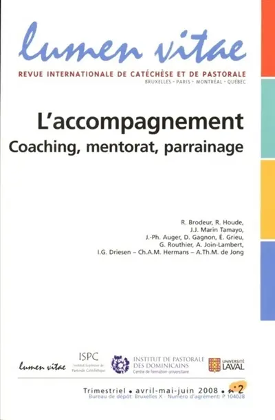 Lumen vitae, n° 2 (2008). L'accompagnement : coaching, mentorat, parrainage