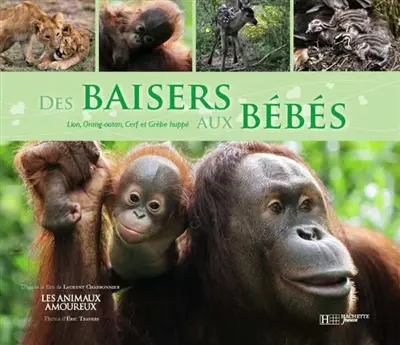Des baisers aux bébés : avec le lion, l'orang-outang, le cerf et le grèbe huppé