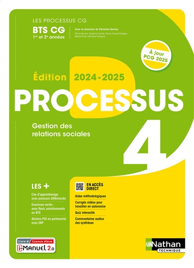 Processus 4 BTS CG 1re et 2e années : gestion des relations sociales : livre + licence élève