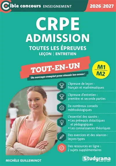 CRPE admission M1, M2, toutes les épreuves : leçon, entretien, tout-en-un : 2026-2027