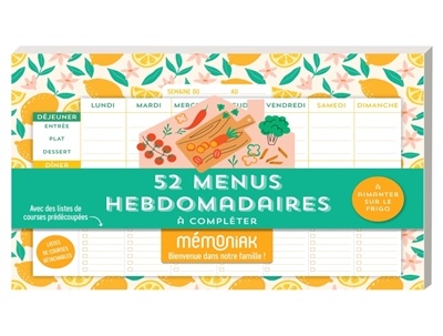 52 menus hebdomadaires à compléter