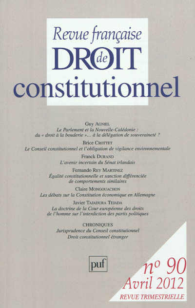 Revue française de droit constitutionnel, n° 90