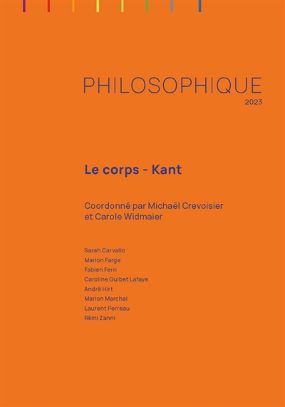 Philosophique, n° 2023. Le corps, Kant