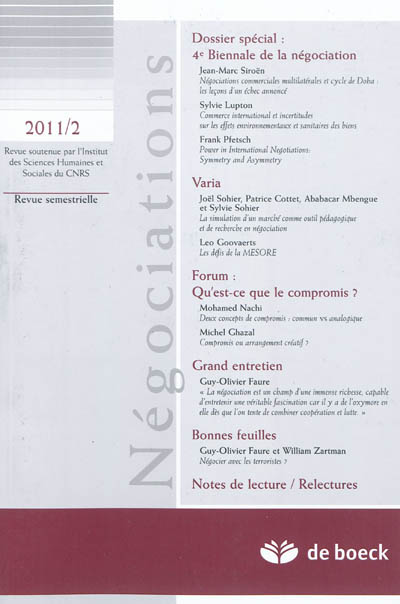 Négociations, n° 2 (2011)....