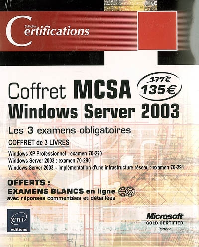 Coffret MCSA Windows Server 2003 : les 3 examens obligatoires