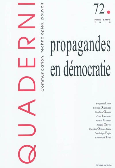 Quaderni, n° 72. Propagandes en démocratie