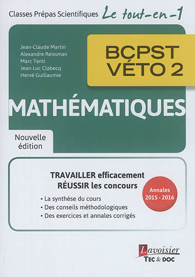 Mathématiques BCPST-Véto 2 : annales 2015-2016
