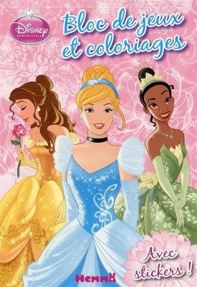 Disney Princesses, bloc de jeux et coloriages : avec stickers