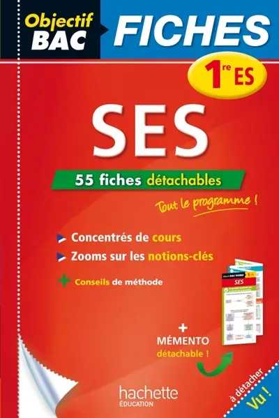 Sciences économiques et sociales : 1re ES : 55 fiches détachables