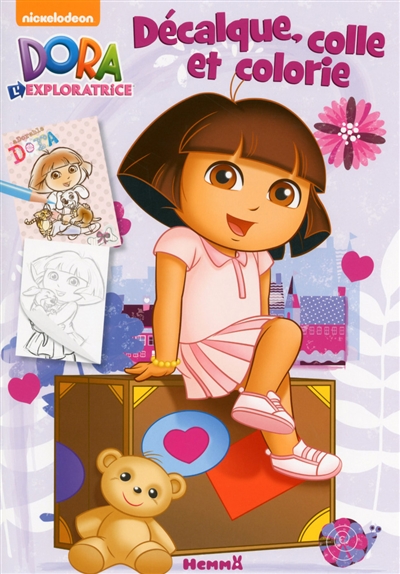 Dora l'exploratrice : décalque, colle et colorie