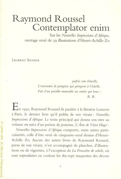 Raymond Roussel, Contemplator enim : sur les Nouvelles impressions d'Afrique, ouvrage orné de 59 illustrations d'Henri-Achille Zo