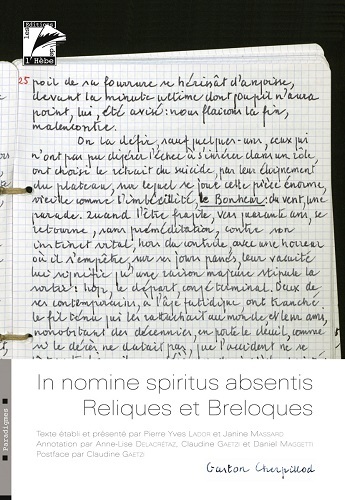In nomine spiritus absentis. Reliques et breloques