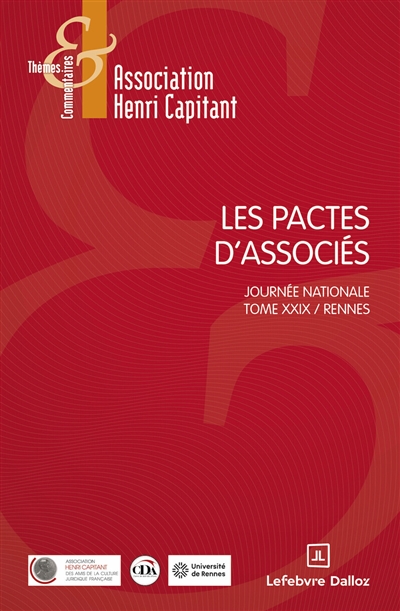 Les pactes d'associés : journées nationales, Rennes, 29 novembre 2024