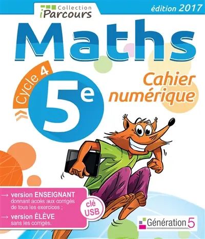 Cahier numérique iParcours Maths 5e (clé USB) 2017