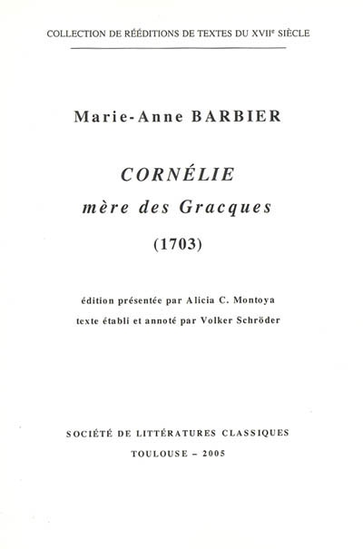 Cornélie, mère des Gracques : 1703