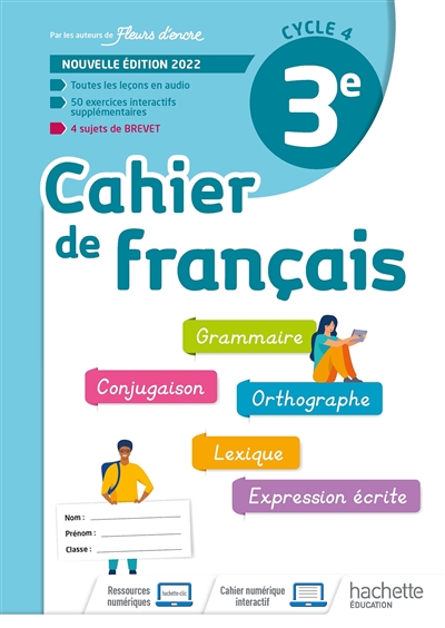 Cahier de français 3e, cycle 4