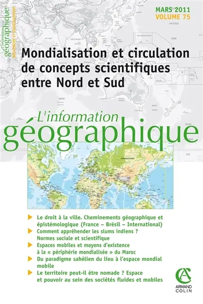 Information géographique (L'), n° 75-1. Mondialisation et circulation de concepts scientifiques entre Nord et Sud