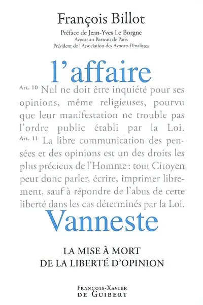 L'affaire Vanneste : la mise à mort de la liberté d'opinion
