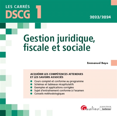 gestion juridique, fiscale et sociale, dscg 1 : 2023-2024