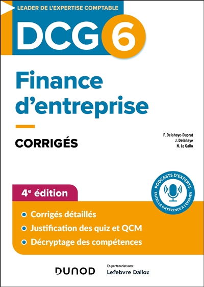 DCG 6, finance d'entreprise : corrigés : 2024-2025