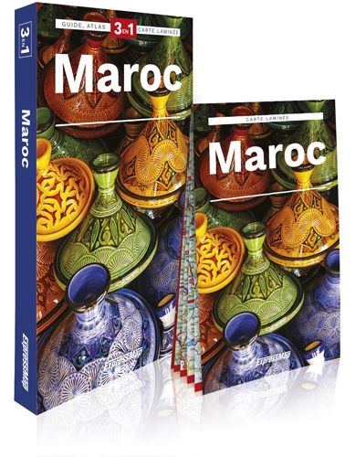 maroc : 3 en 1 : guide, atlas, carte laminée