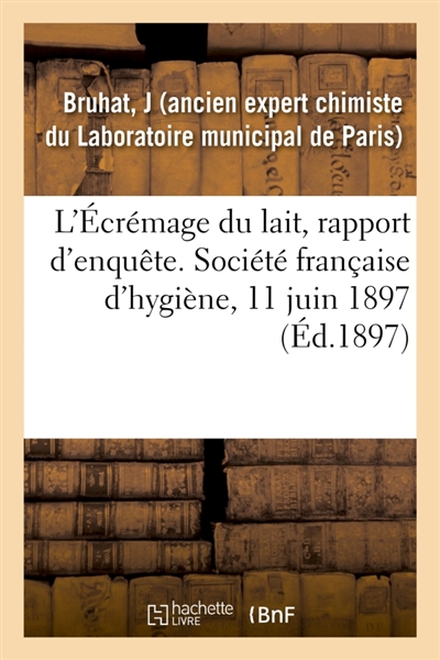 L'Ecrémage du lait, rapport...