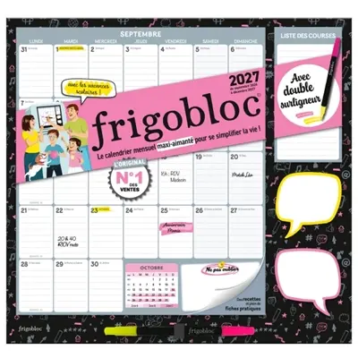 Frigobloc Mensuel Fluo 2027 : Calendrier organiseur familial (de sept. 2026 à déc. 2027) Frigobloc Mensuel Fluo 2027 : Calendrier organiseur familial (de sept. 2026 à déc. 2027)