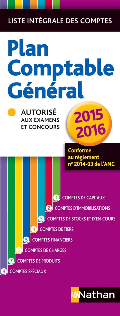 Plan comptable général 2015-2016 : liste intégrale des comptes : autorisé aux examens et concours