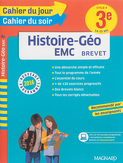 Histoire géo EMC 3e, cycle 4, 14-15 ans : brevet : nouveaux programmes 2016