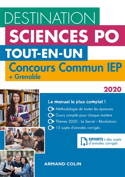 Destination Sciences Po : tout-en-un : concours commun IEP + Grenoble 2020