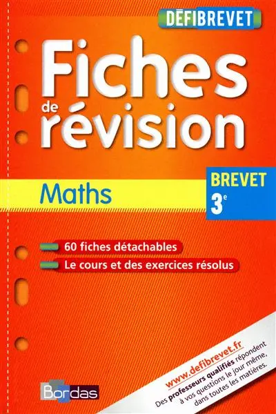 Maths 3e brevet : fiches de révision