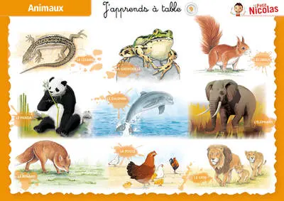J'apprends à table : le Petit Nicolas. Vol. 9. Animaux, planisphère enfant