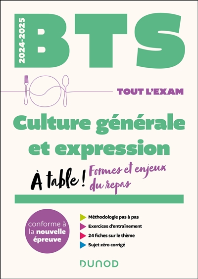 Culture générale et expression, BTS 2024-2025 : A table ! Formes et enjeux du repas : conforme à la nouvelle épreuve