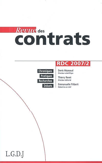Revue des contrats, n° 2 (2007)