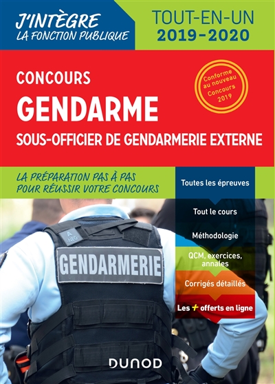 Concours gendarme, sous-officier de gendarmerie externe : tout-en-un 2019-2020 : conforme au nouveau concours 2019