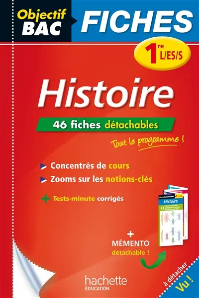 Histoire 1re L, ES, S : 46 fiches détachables