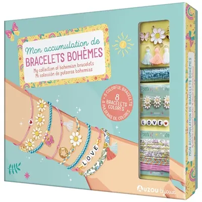 Mon accumulation de bracelets bohèmes : 8 bracelets colorés. My collection of bohemian bracelets : 8 colorful bracelets. Mi coleccion de pulseras bohemias : 8 pulseras de colores