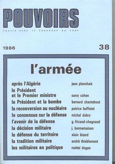Pouvoirs, n° 38. L'Armée