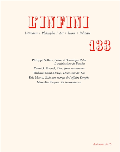 Infini (L'), n° 133