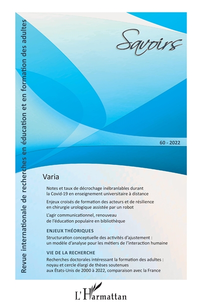 Savoirs, n° 60. Varia