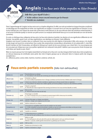 Anglais : les faux amis (false cognates ou false friends)